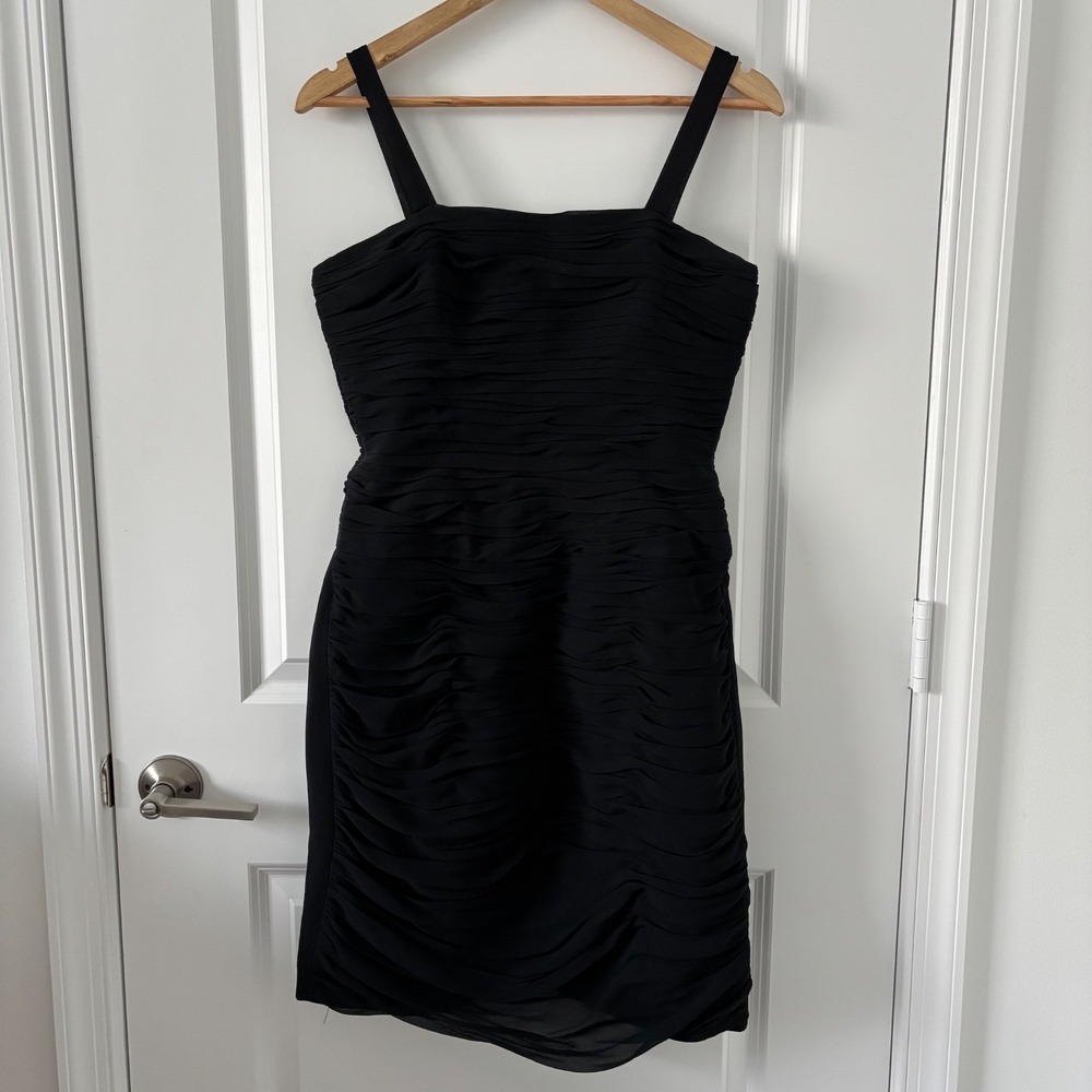 Ricky Freeman for Teri Jon | Black Mini Ruched Dress Sz 10 Silk